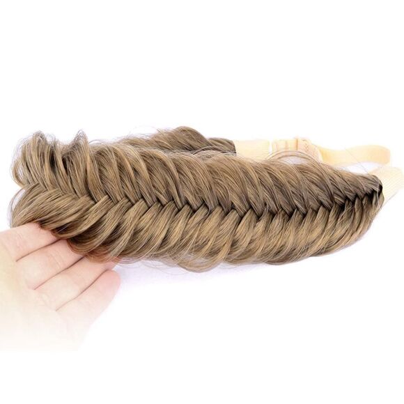 ⭐️wide Fishtail 2 Strands Synthetic Hair Braided Headband Dark Ash Blonde⭐️ - Picture 2 of 8
